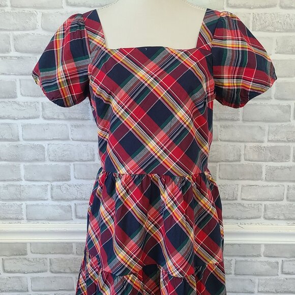 Gymboree Red Plaid Tiered Tiered Dress Womens Medium Holiday - Picture 2 of 10